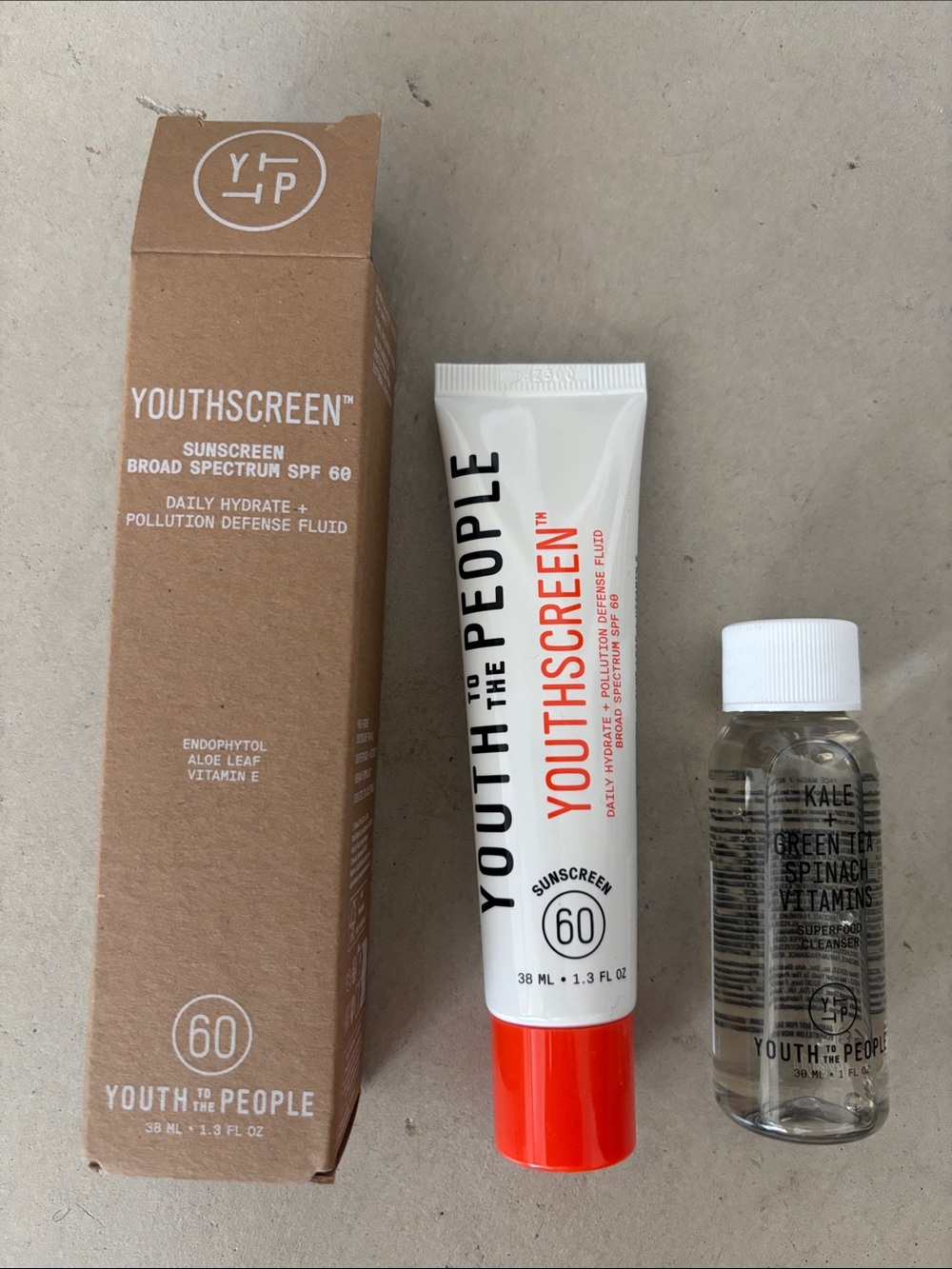 NIB YTTP Bundle: Youthscreen Full Sized Sunscreen SPF60 + Superfood Cleanser